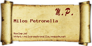 Milos Petronella névjegykártya